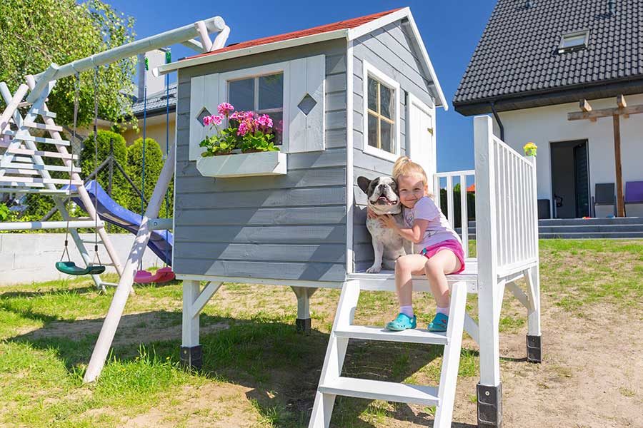 Childrens climbing frame and garden play house
